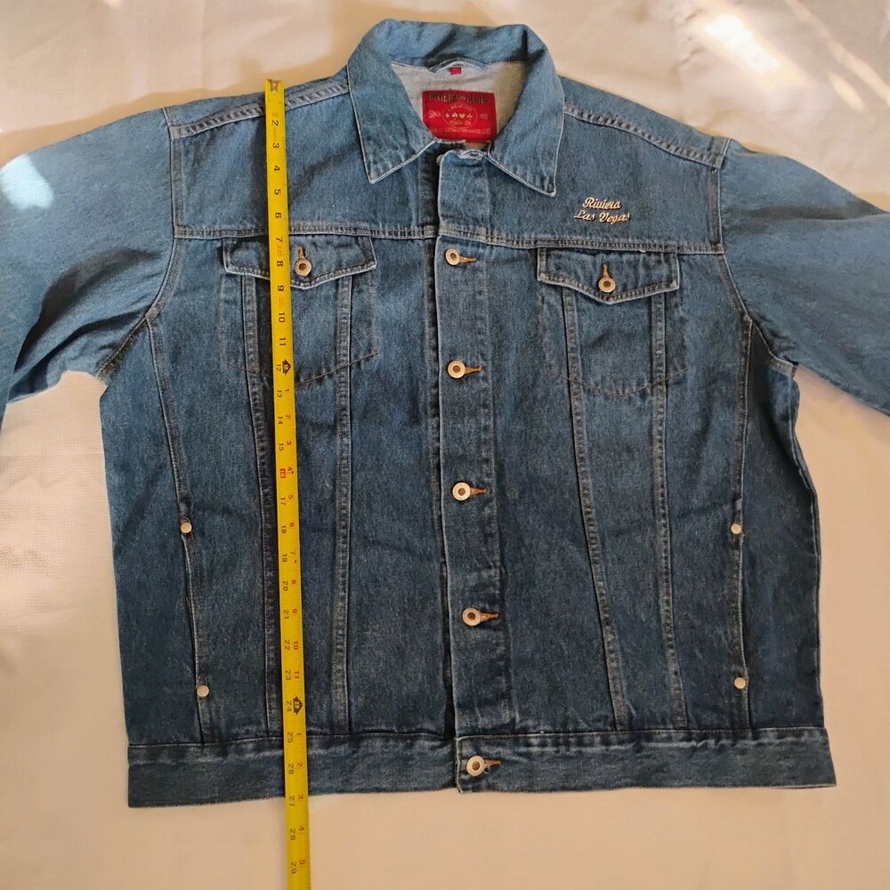 Vintage Riviera Blues Las Vegas Casino Denim Jacket Mens XL Embroidered 90s Y2K - Picture 8 of 15